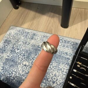 925 adjustable Silver Twisted Rope Dome Ring - Shiny Silver Tone